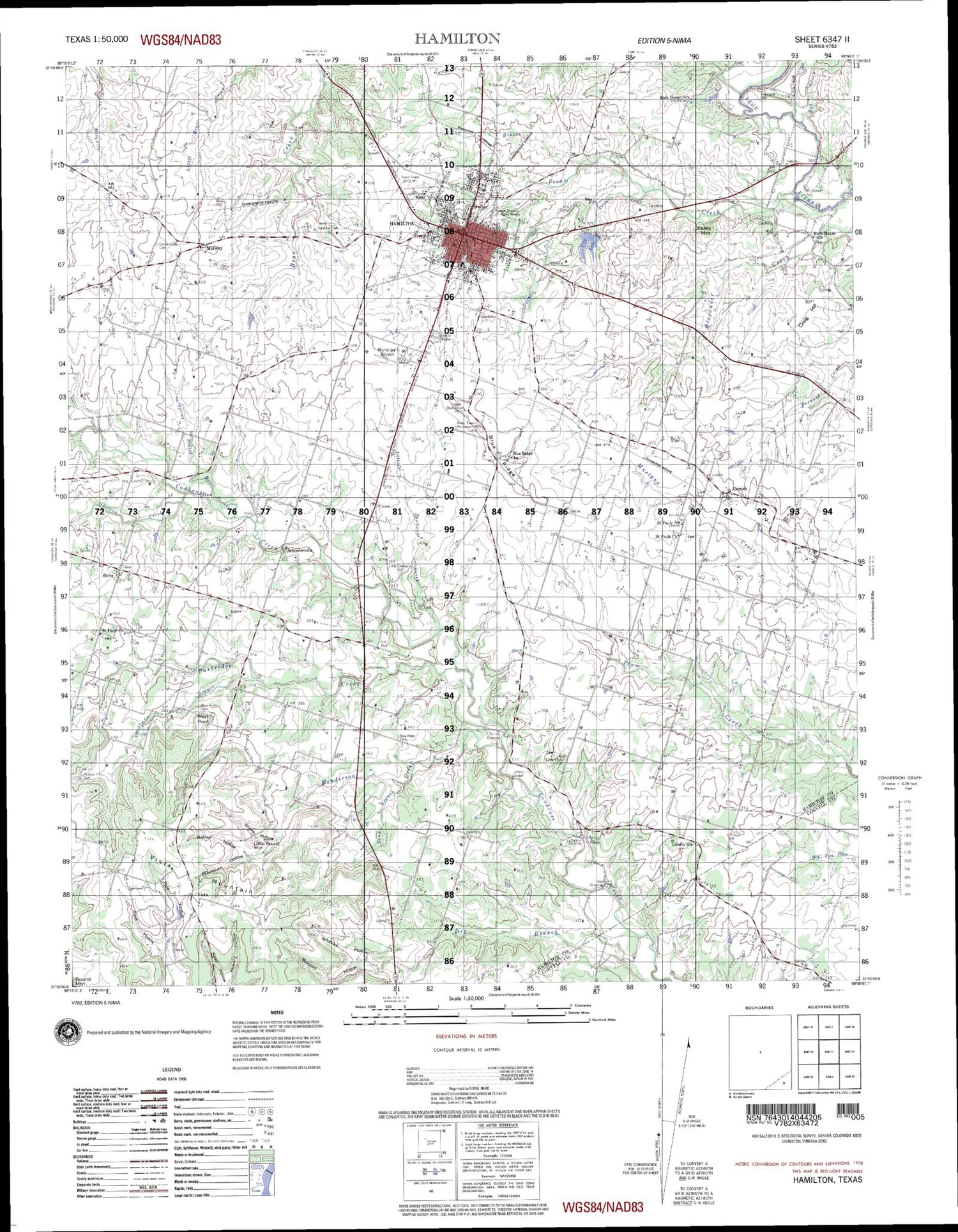 Hamilton Texas Military 1:50,000 Map