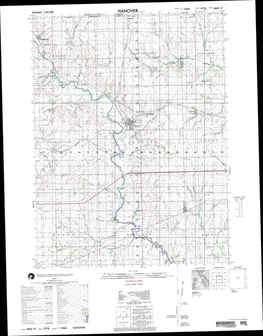 Hanover Kansas Military 1:50,000 Map