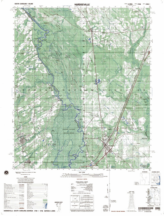 Hardeeville South Carolina Military 1:50,000 Map