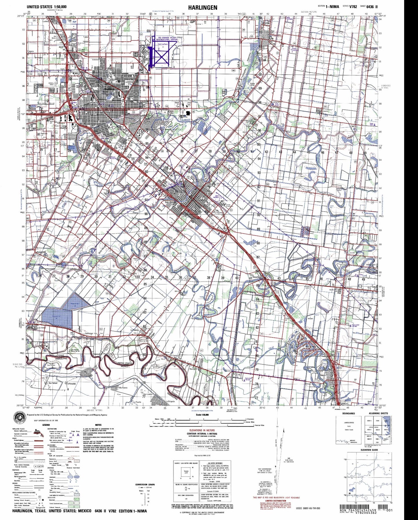 Harlingen Texas Military 1:50,000 Map