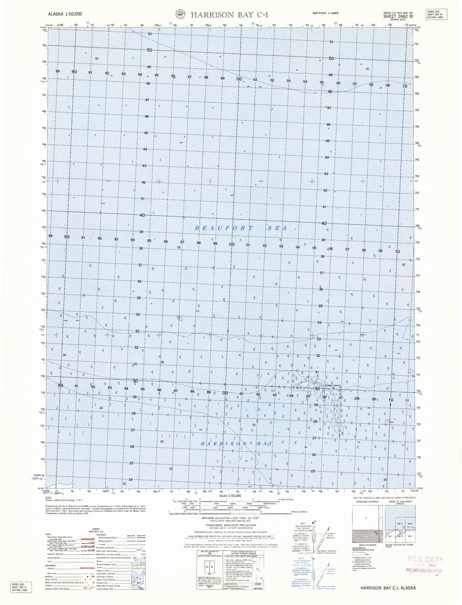 Harrison Bay C-1 Alaska Military 1:50,000 Map