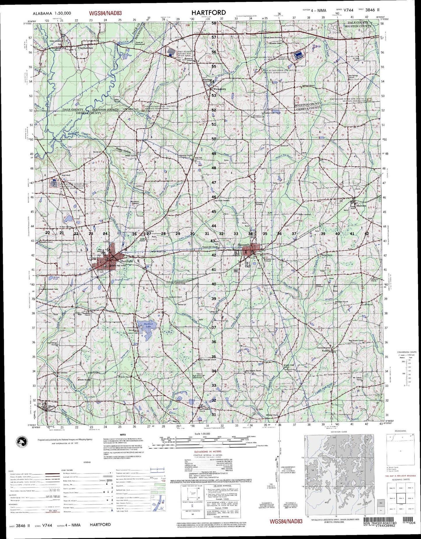 Hartford Alabama Military 1:50,000 Map