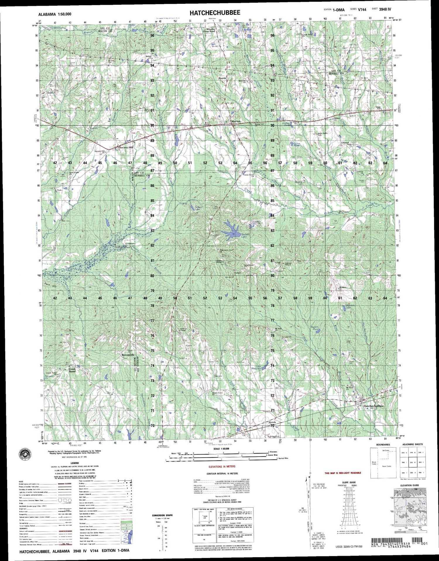 Hatchechubbee Alabama Military 1:50,000 Map