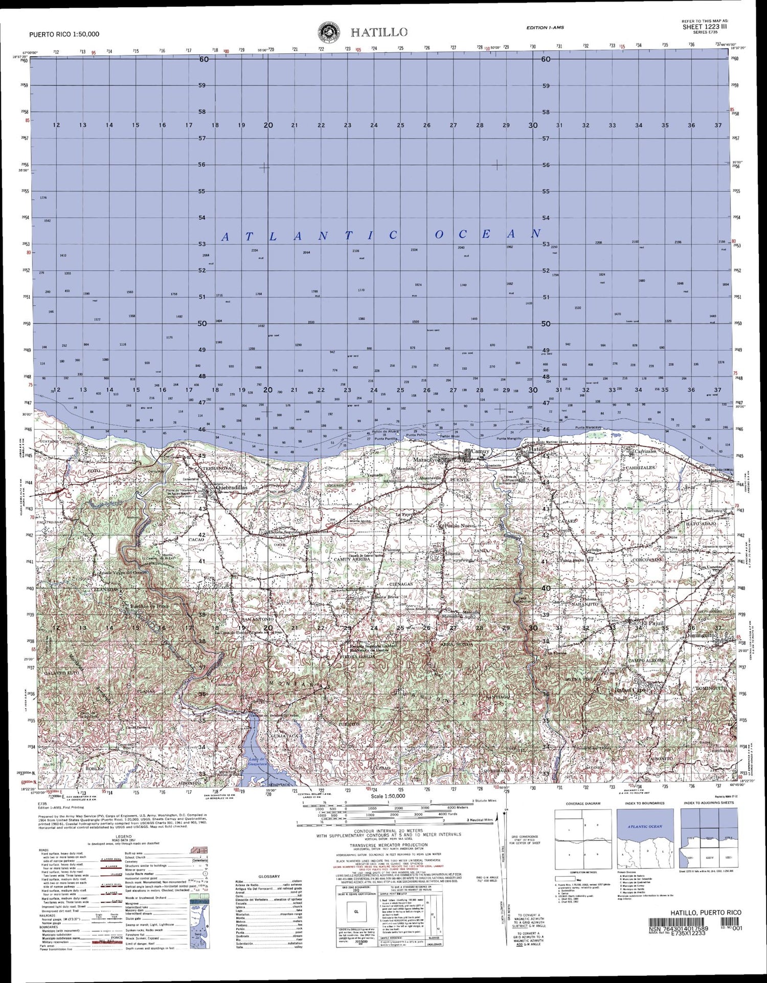 Hatillo Puerto Rico Military 1:50,000 Map