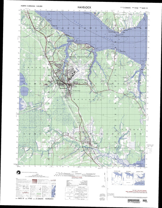 Havelock North Carolina Military 1:50,000 Map