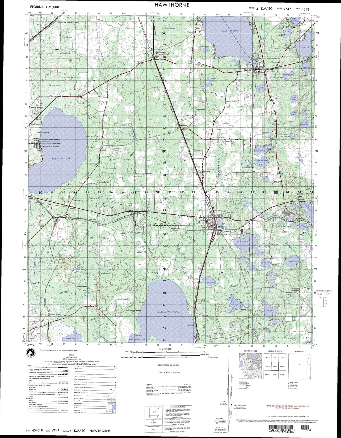 Hawthorne Florida Military 1:50,000 Map