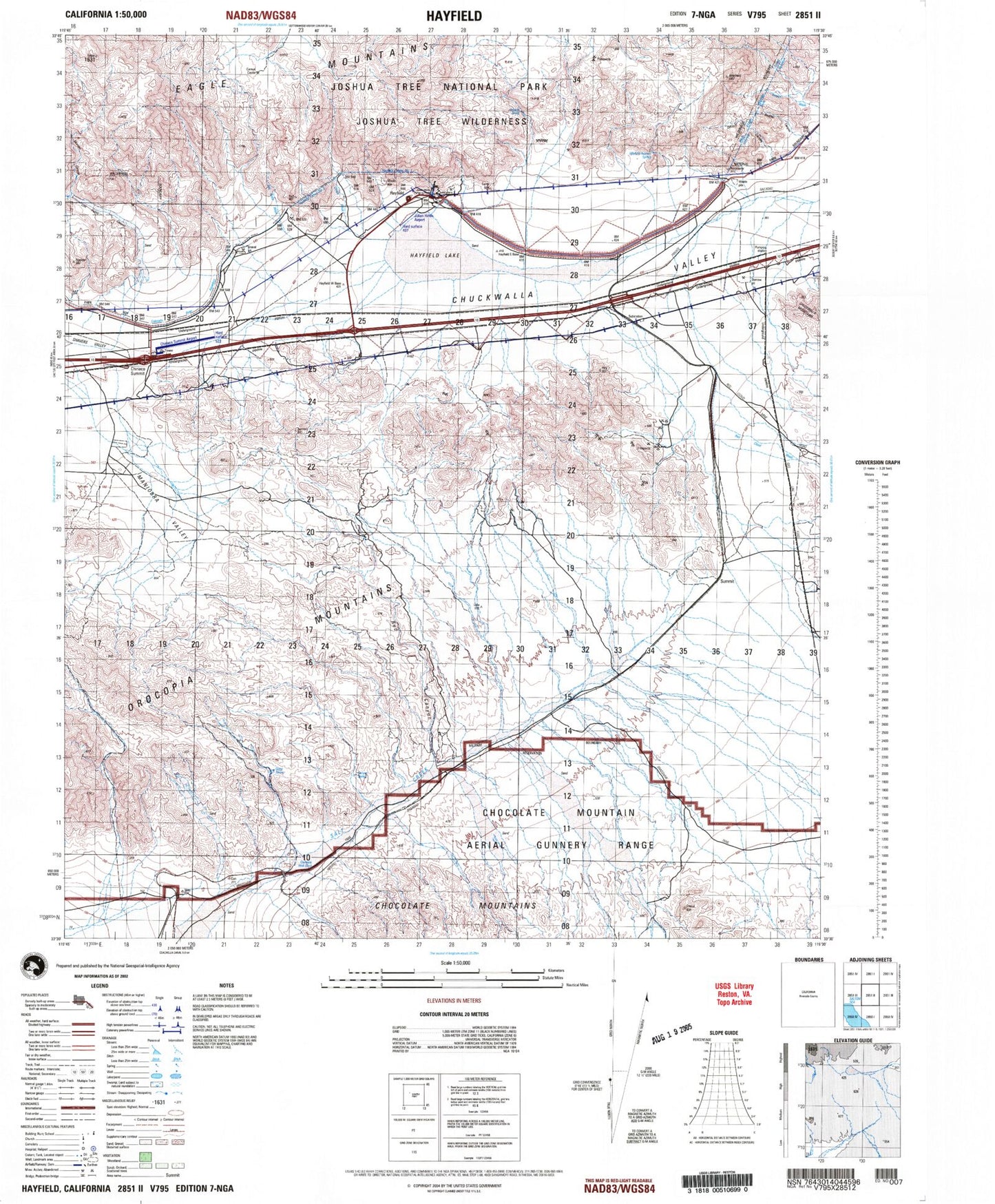 Hayfield California Military 1:50,000 Map