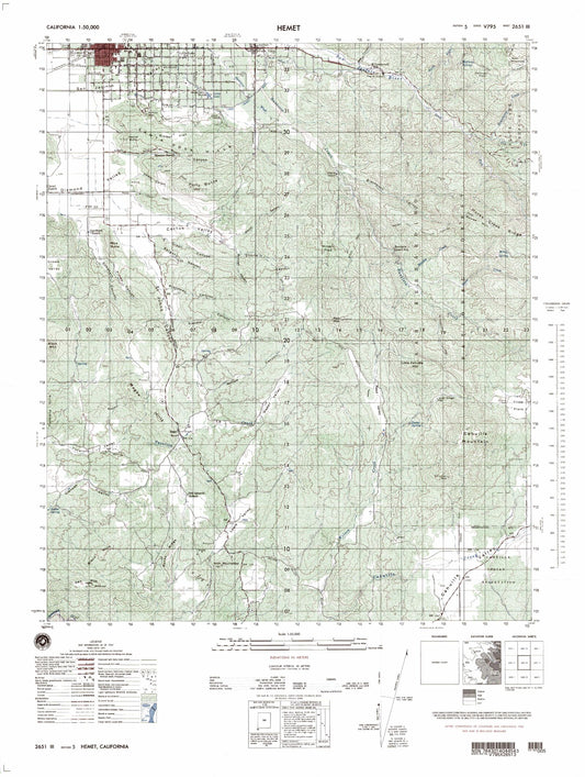 Hemet California Military 1:50,000 Map