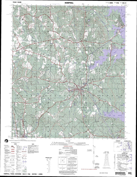 Hemphill Texas Military 1:50,000 Map