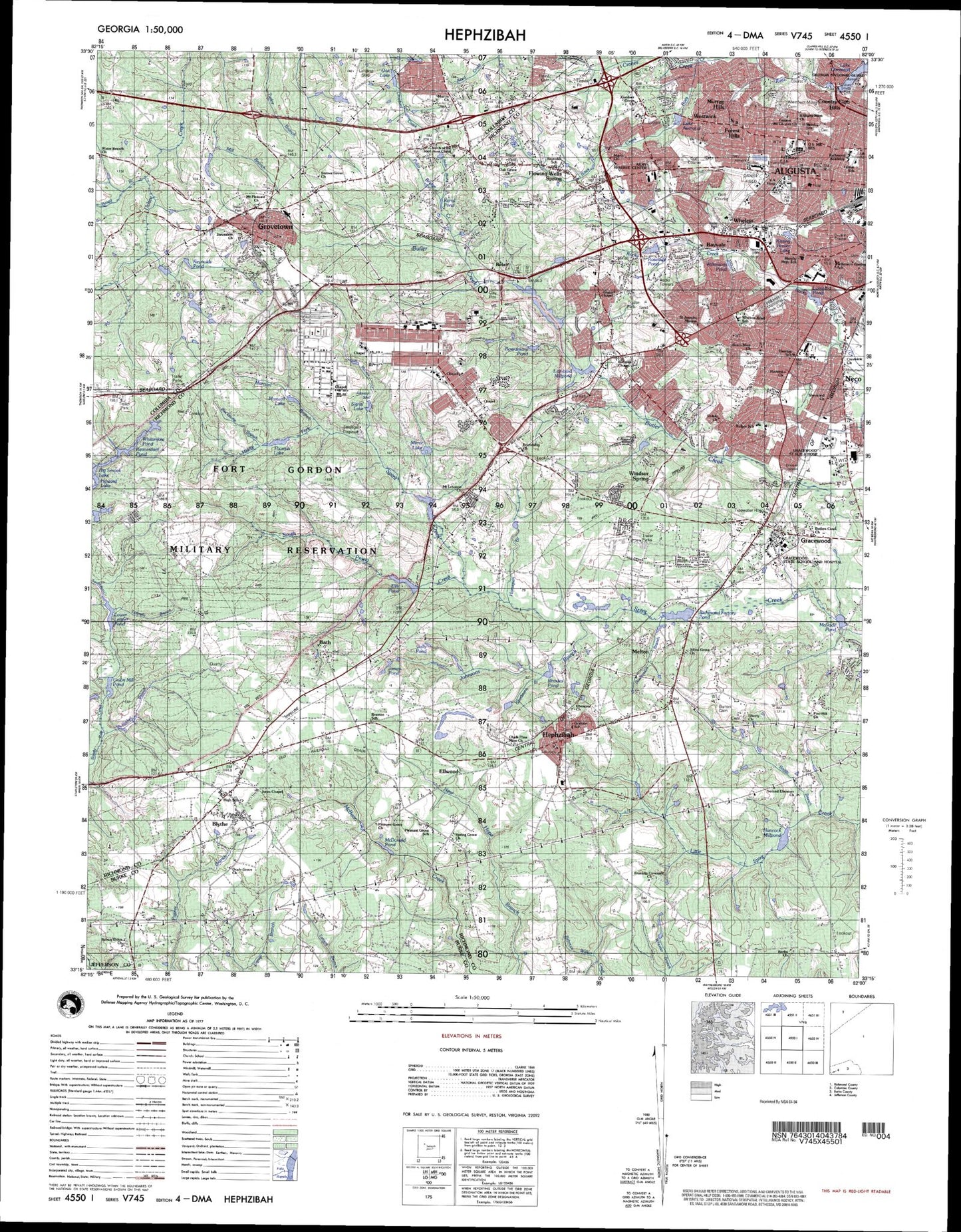 Hephzibah Georgia Military 1:50,000 Map