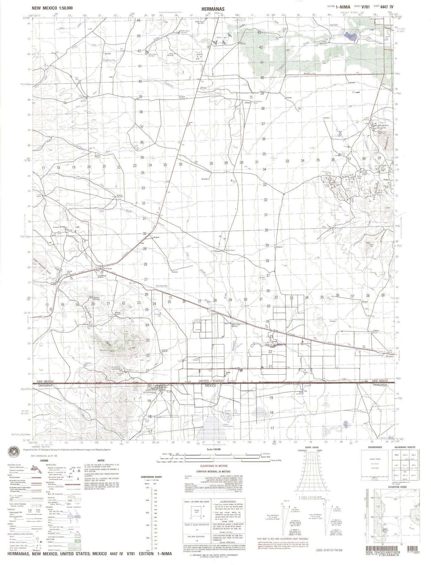 Hermanas New Mexico Military 1:50,000 Map