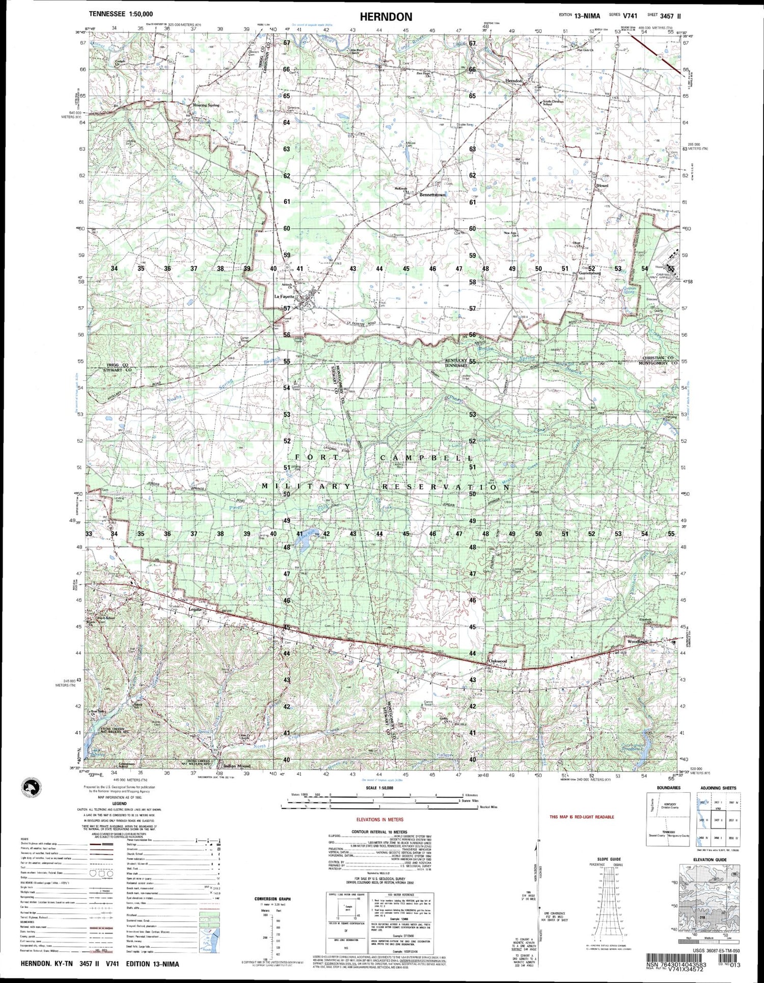 Herndon Kentucky Military 1:50,000 Map