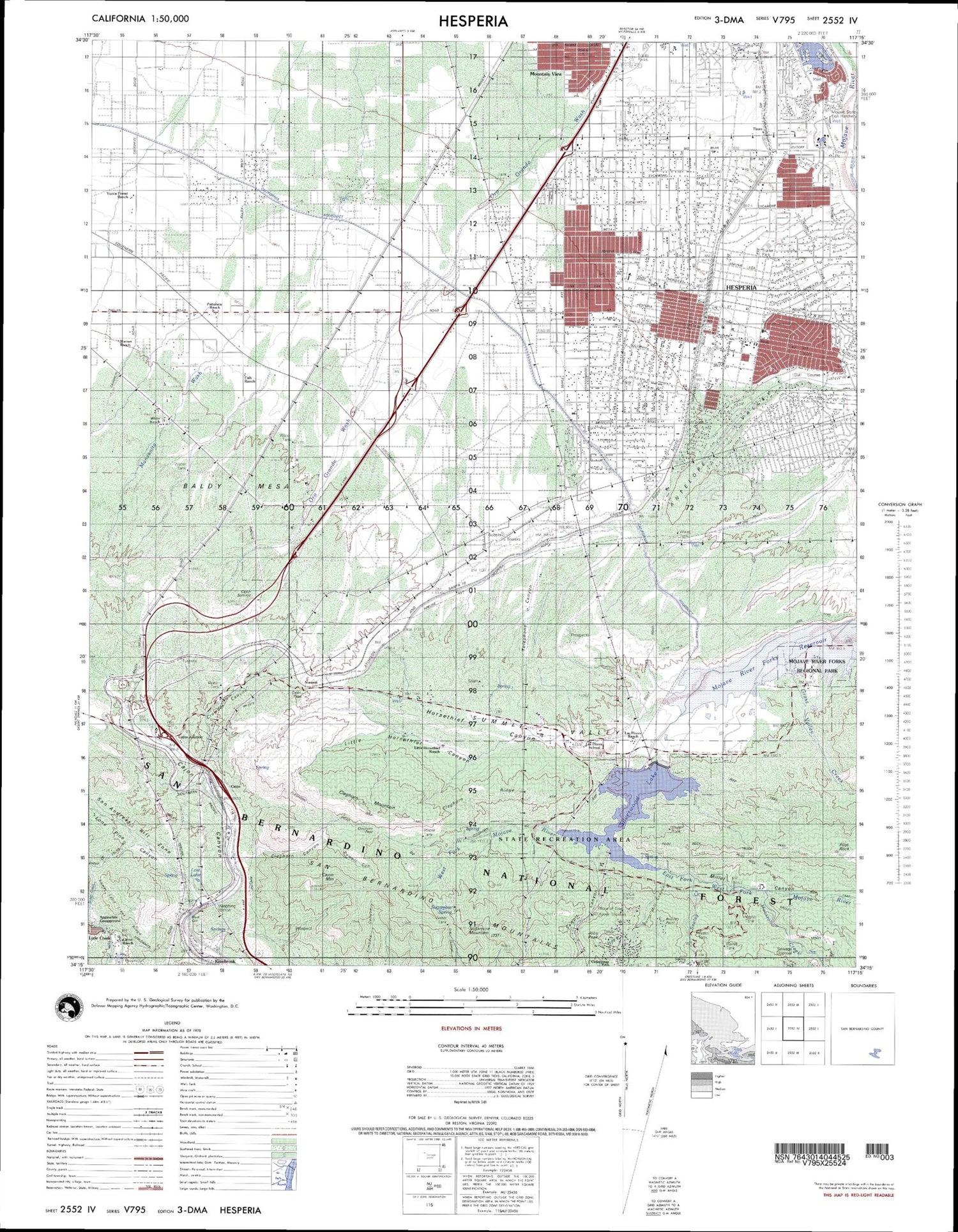 Hesperia California Military 1:50,000 Map