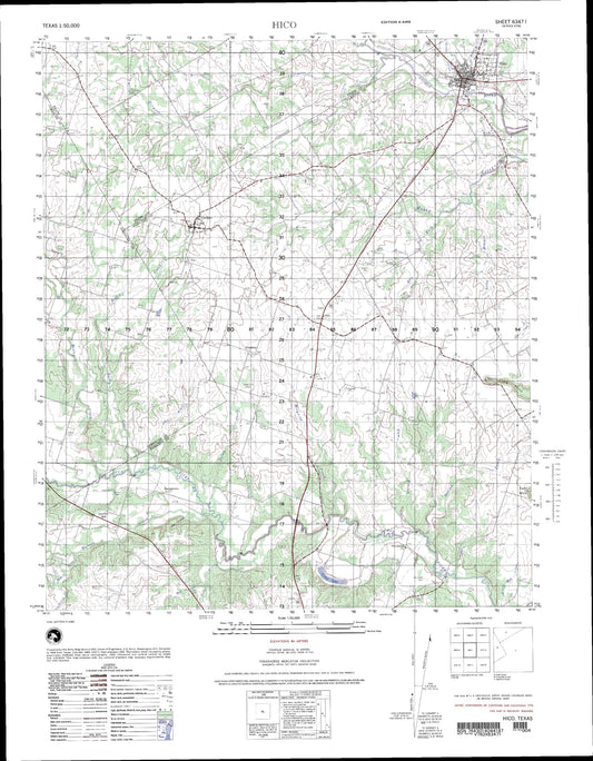 Hico Texas Military 1:50,000 Map