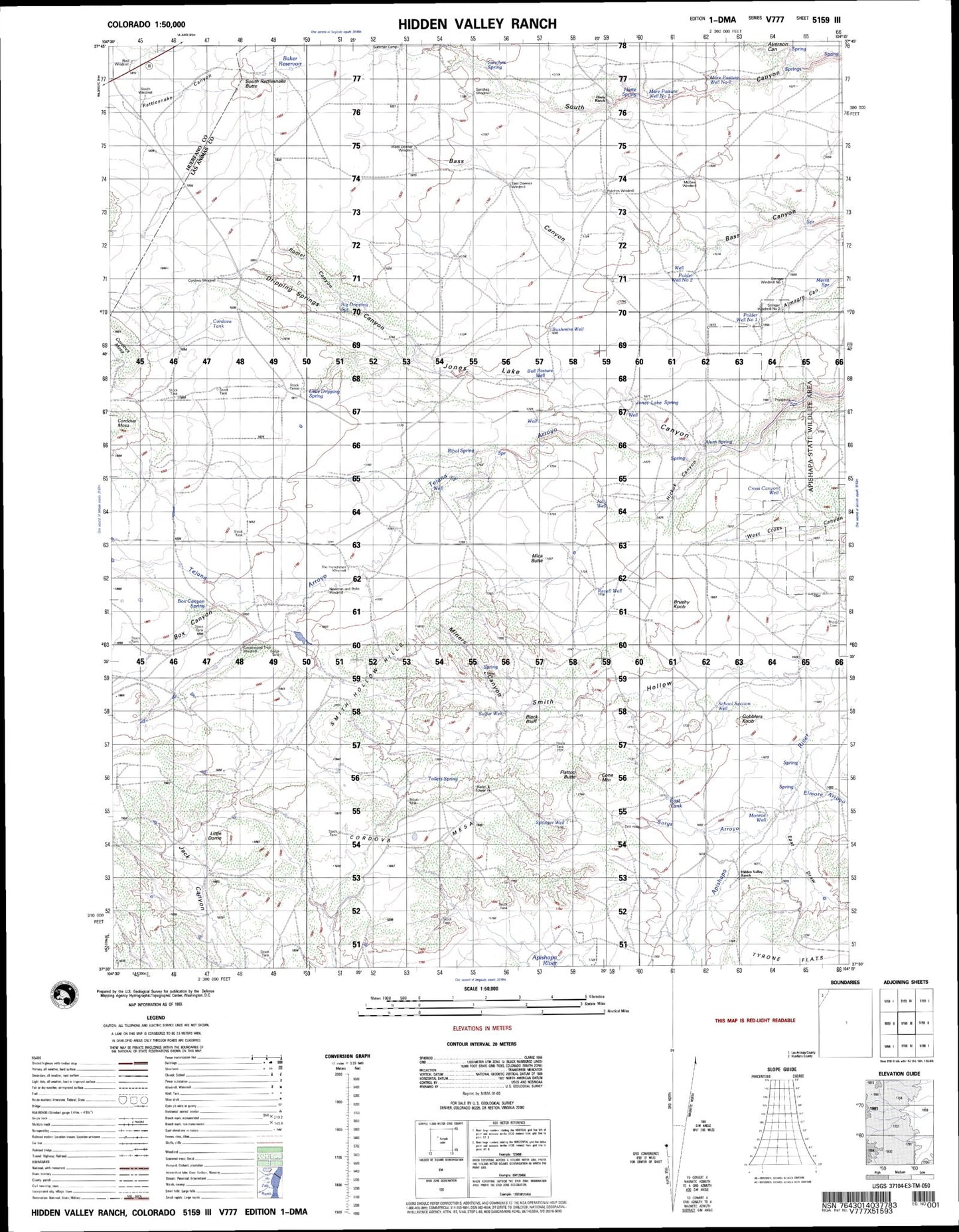 Hidden Valley Ranch Colorado Military 1:50,000 Map