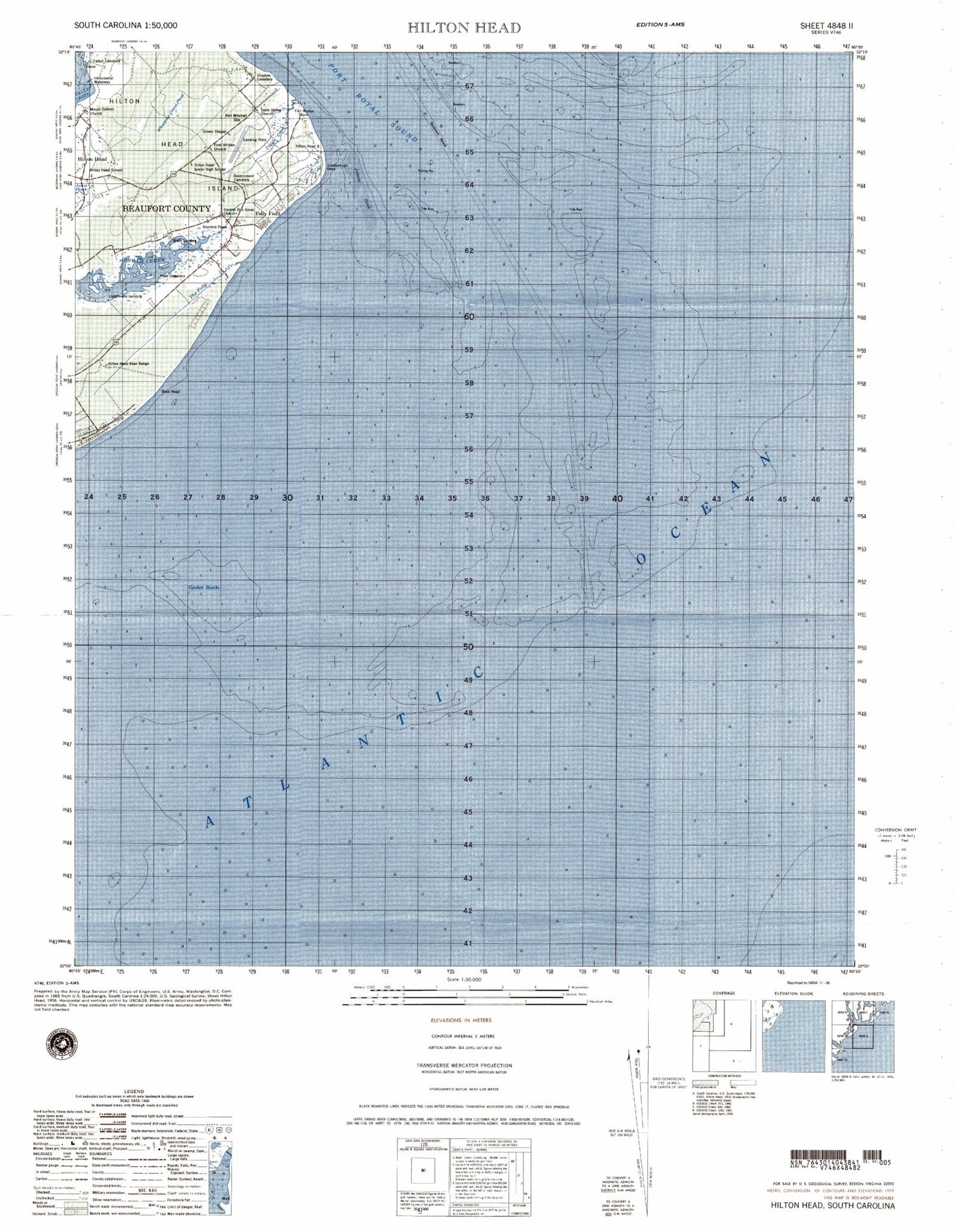 Hilton Head South Carolina Military 1:50,000 Map