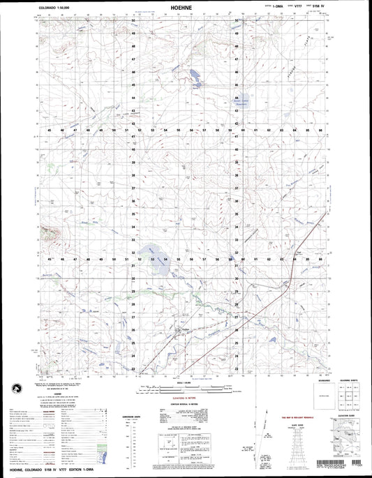 Hoehne Colorado Military 1:50,000 Map