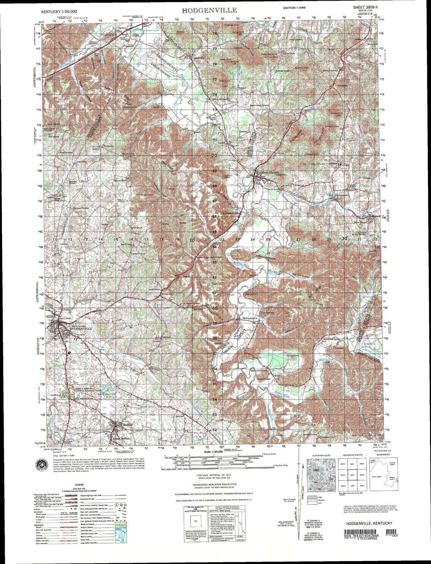 Hogdenville Kentucky Military 1:50,000 Map