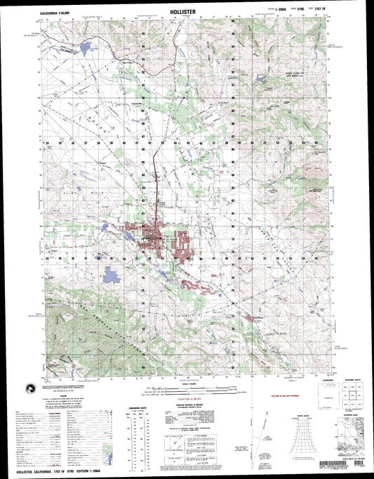 Hollister California Military 1:50,000 Map