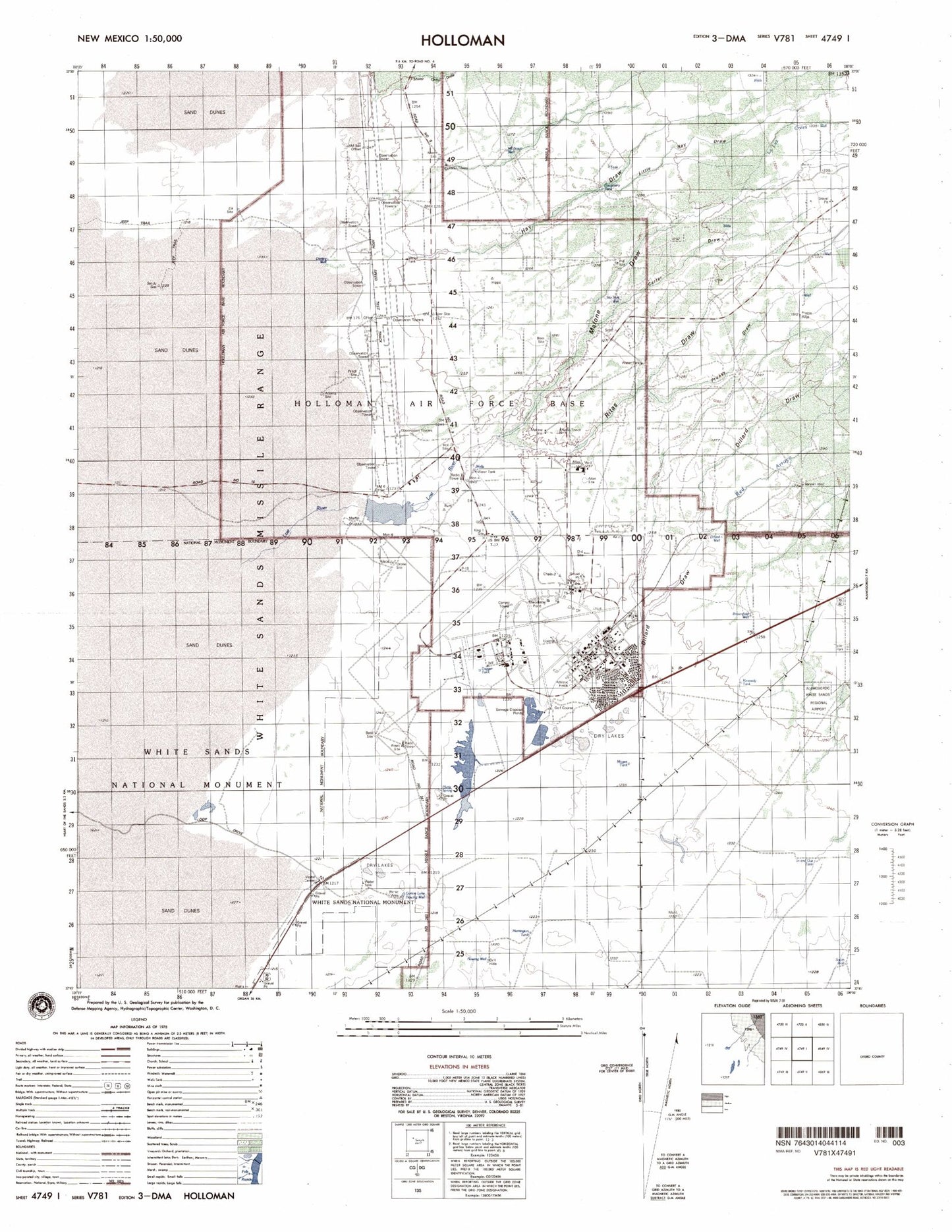 Holloman New Mexico Military 1:50,000 Map