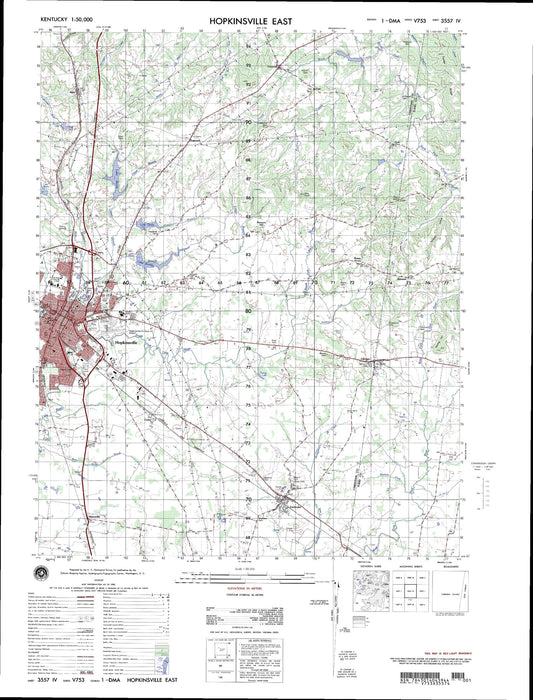 Hopkinsville East Kentucky Military 1:50,000 Map