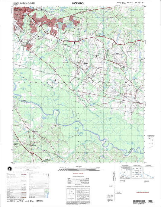 Hopkins South Carolina Military 1:50,000 Map