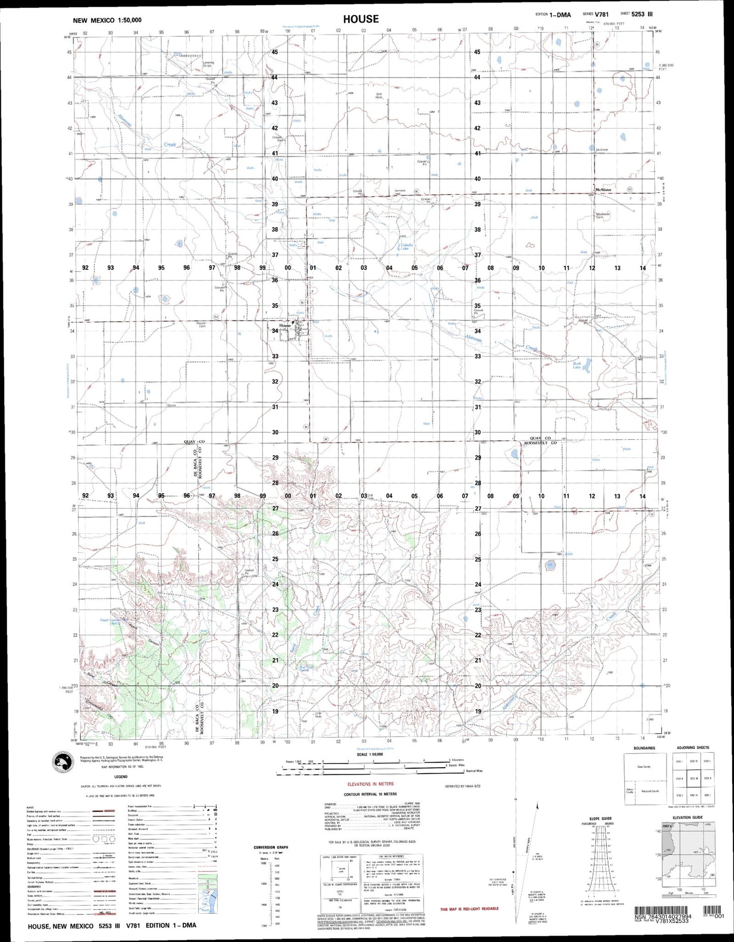 House New Mexico Military 1:50,000 Map