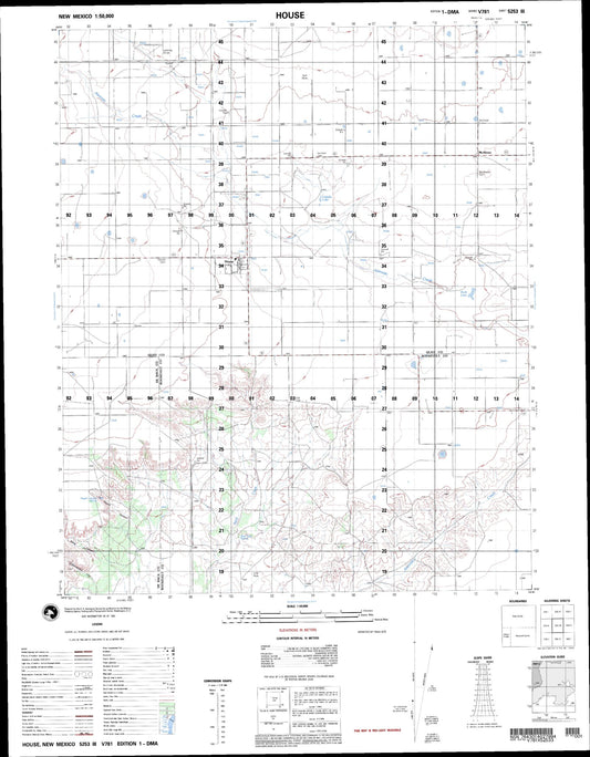 House New Mexico Military 1:50,000 Map