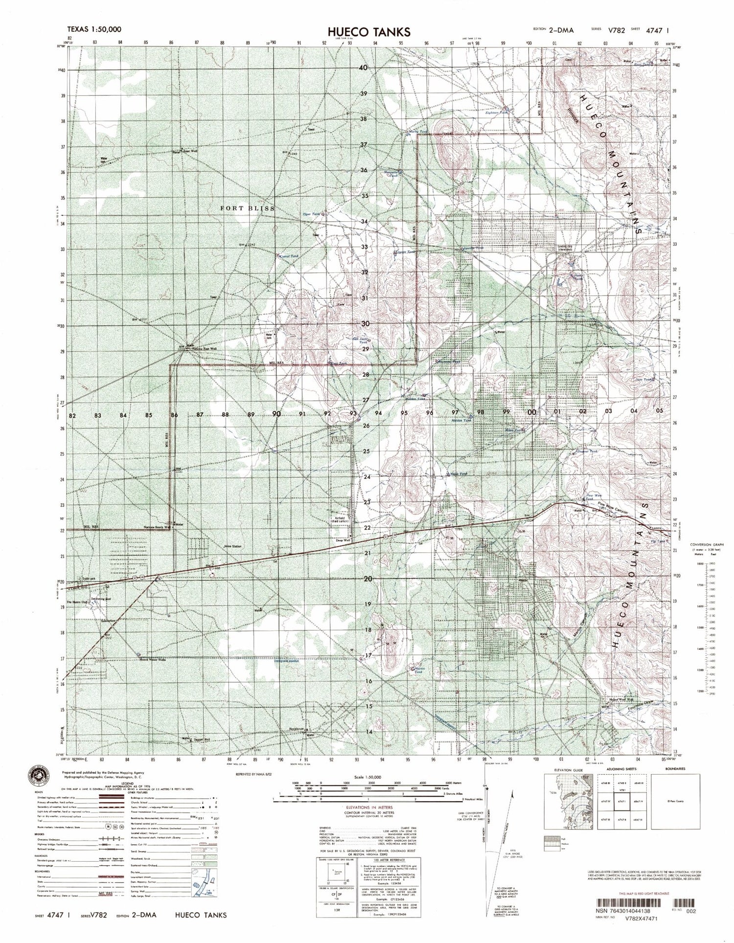 Hueco Tanks Texas Military 1:50,000 Map