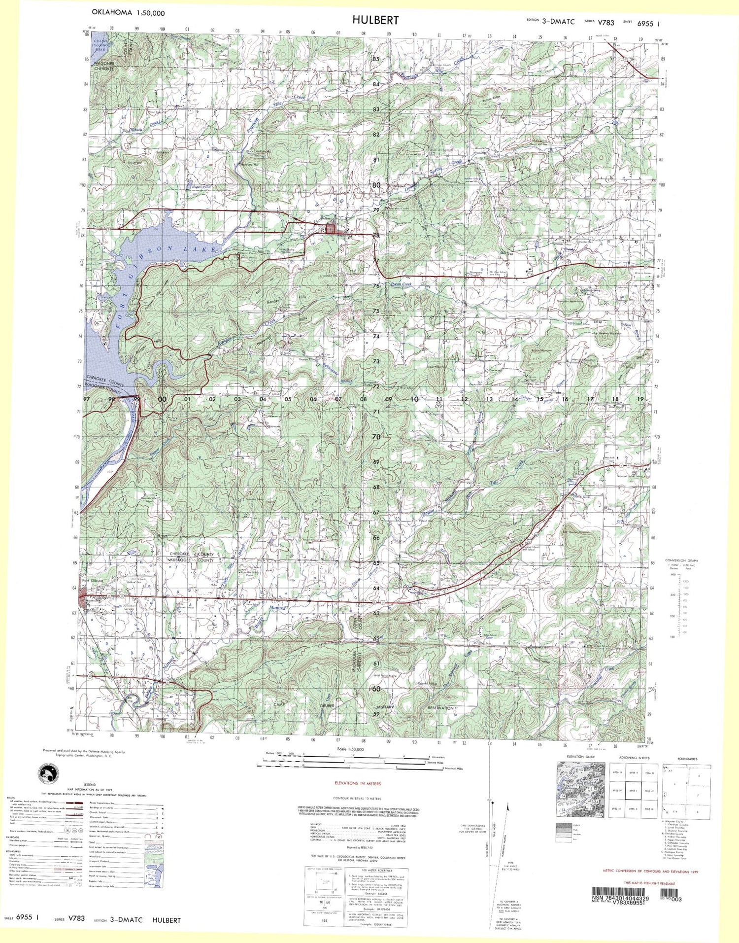 Hulbert Oklahoma Military 1:50,000 Map