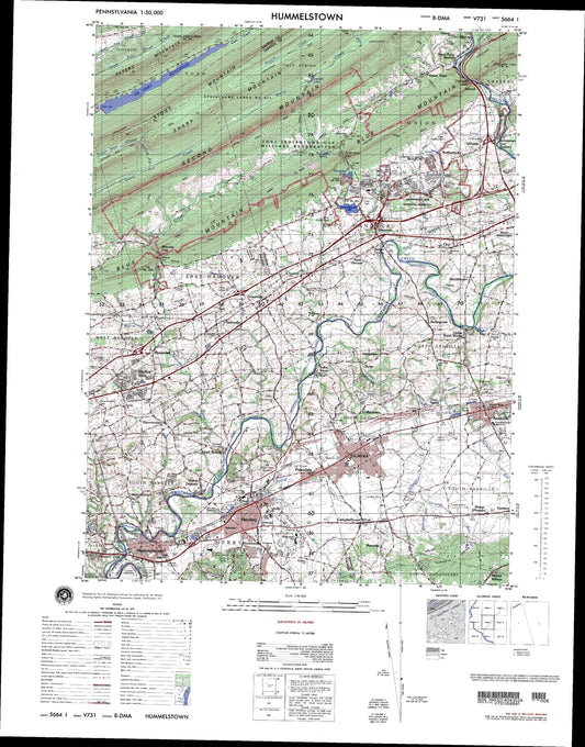 Hummelstown Pennsylvania Military 1:50,000 Map