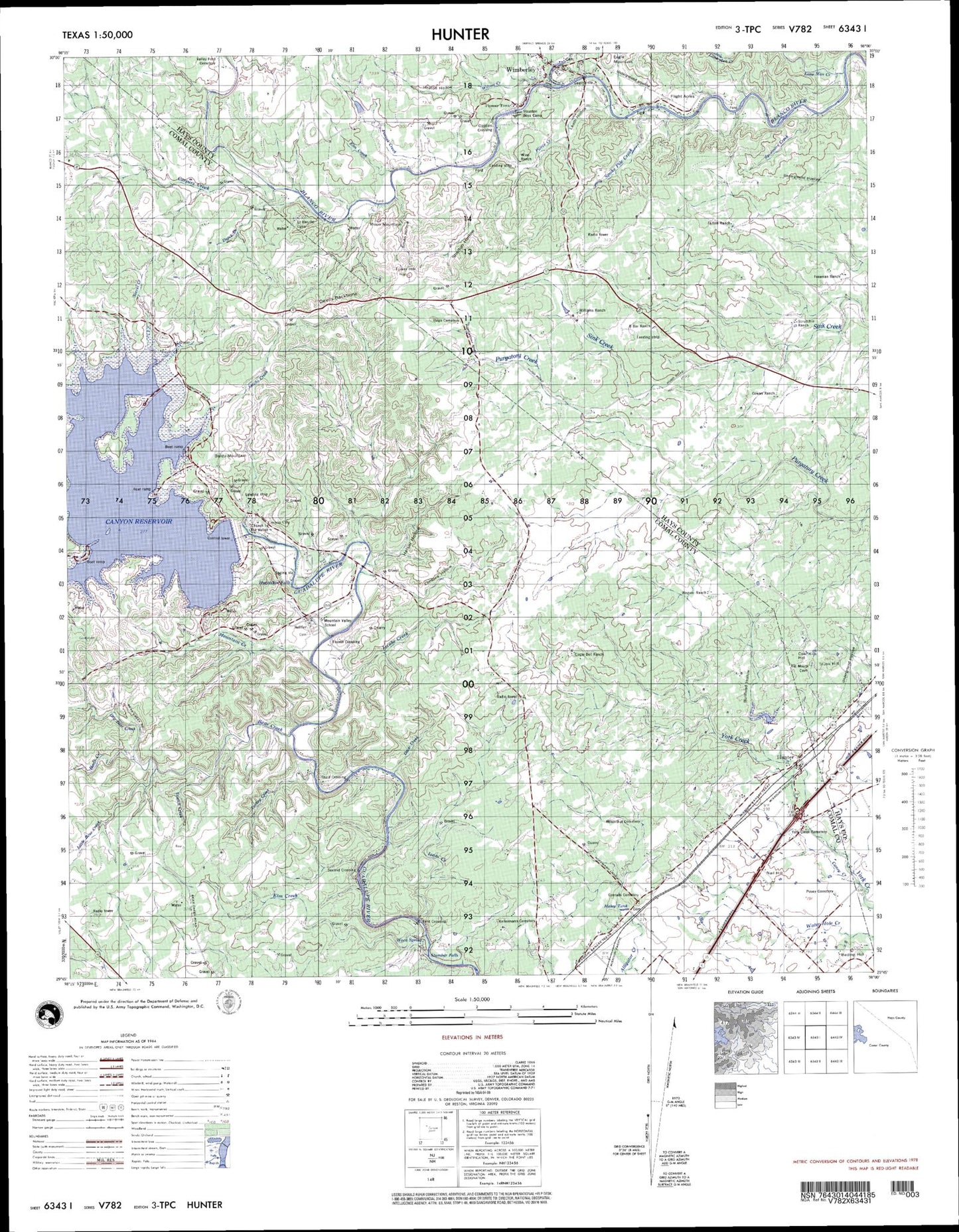 Hunter Texas Military 1:50,000 Map