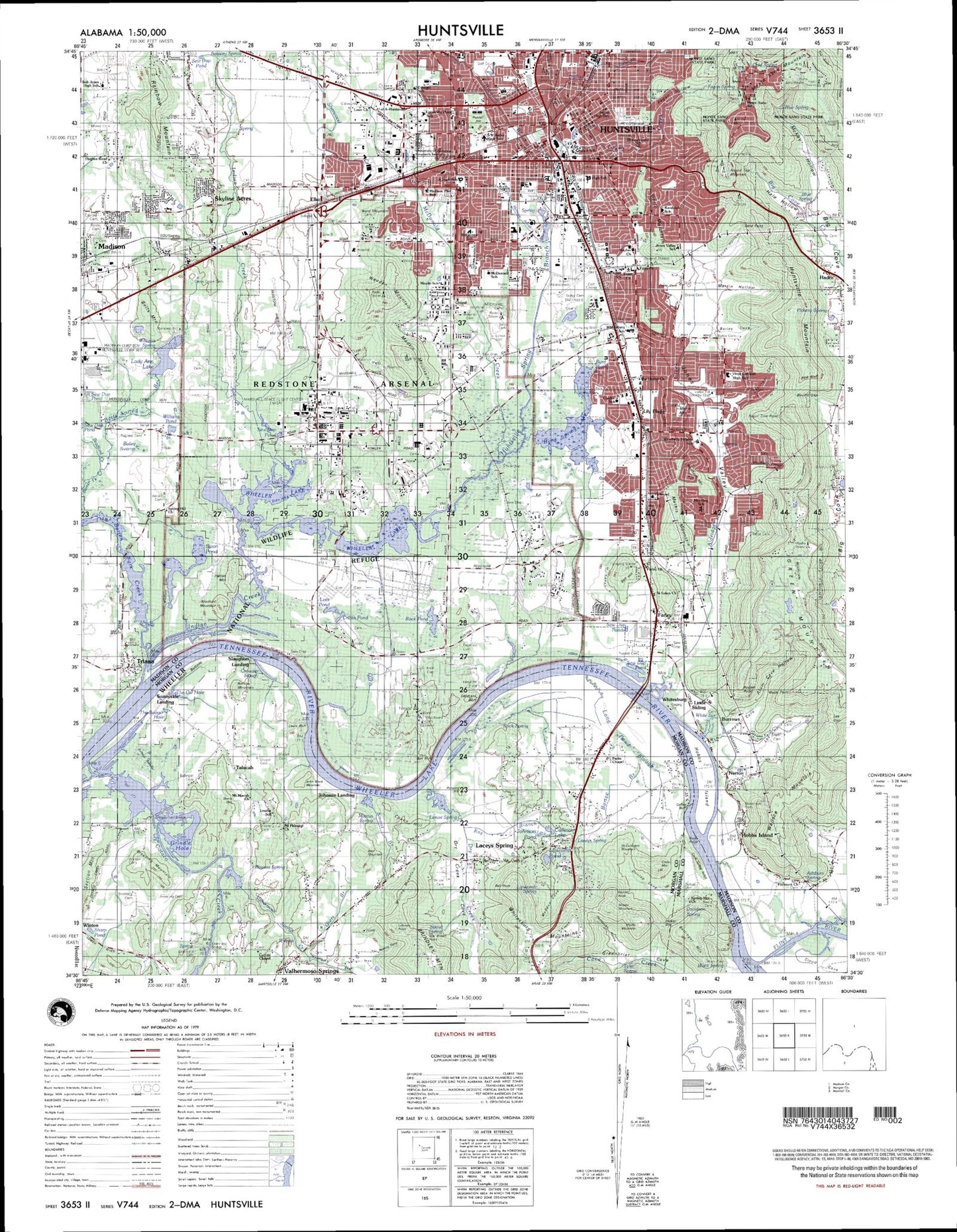 Huntsville Alabama Military 1:50,000 Map