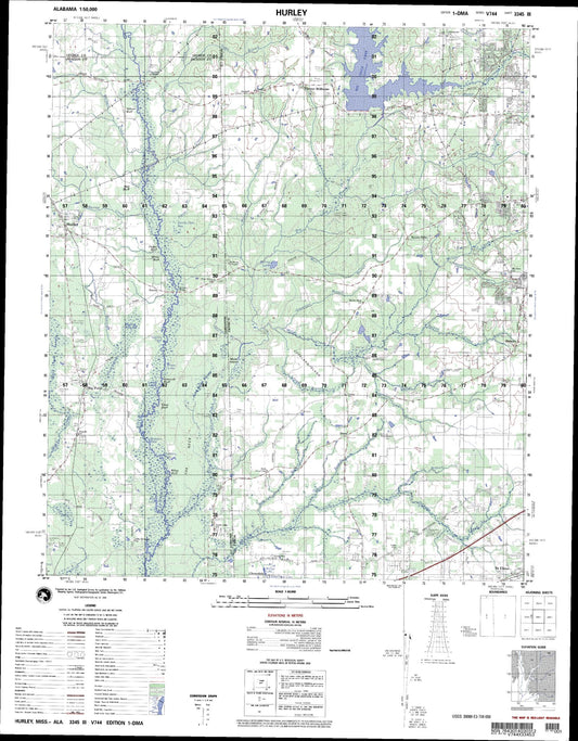 Hurley Mississippi Military 1:50,000 Map