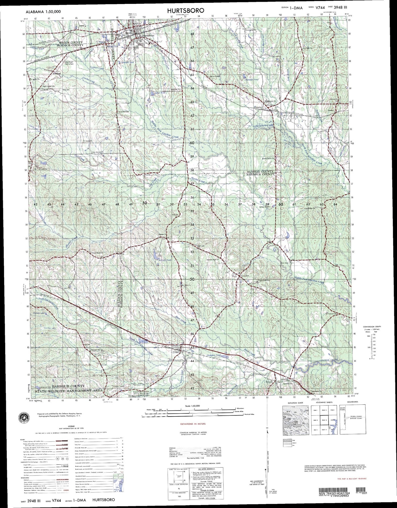 Hurtsboro Alabama Military 1:50,000 Map