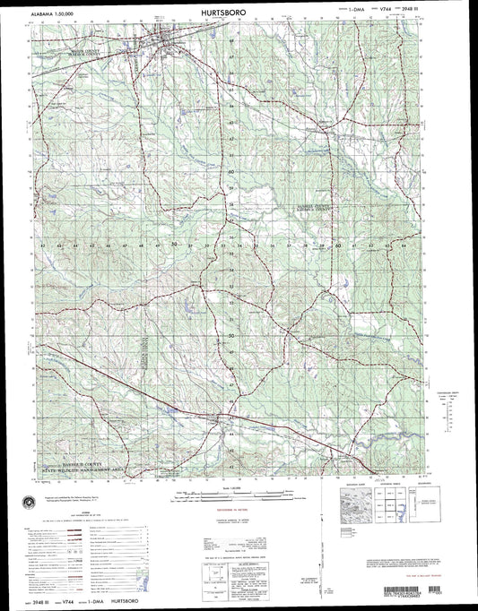 Hurtsboro Alabama Military 1:50,000 Map