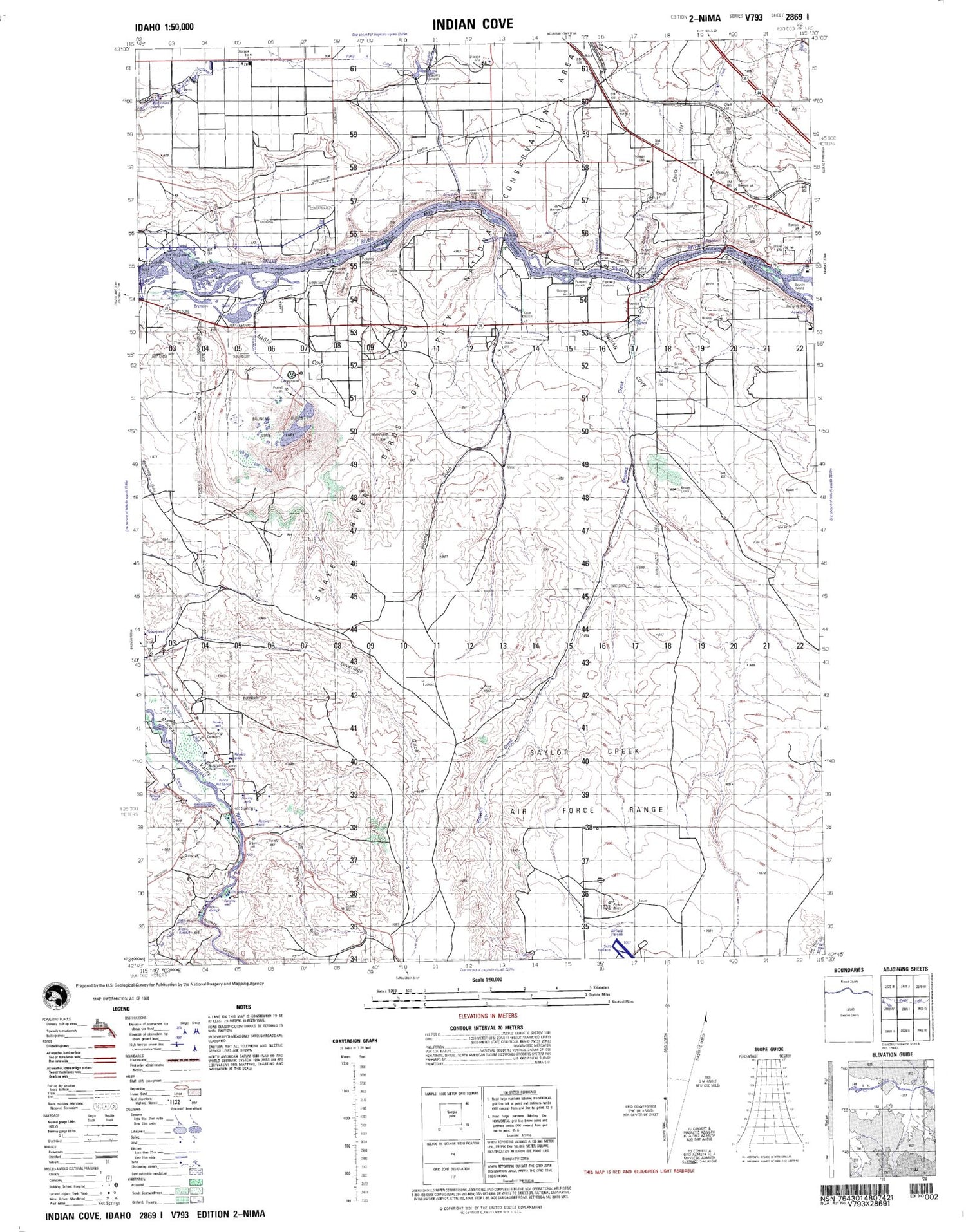 Indian Cove Idaho Military 1:50,000 Map