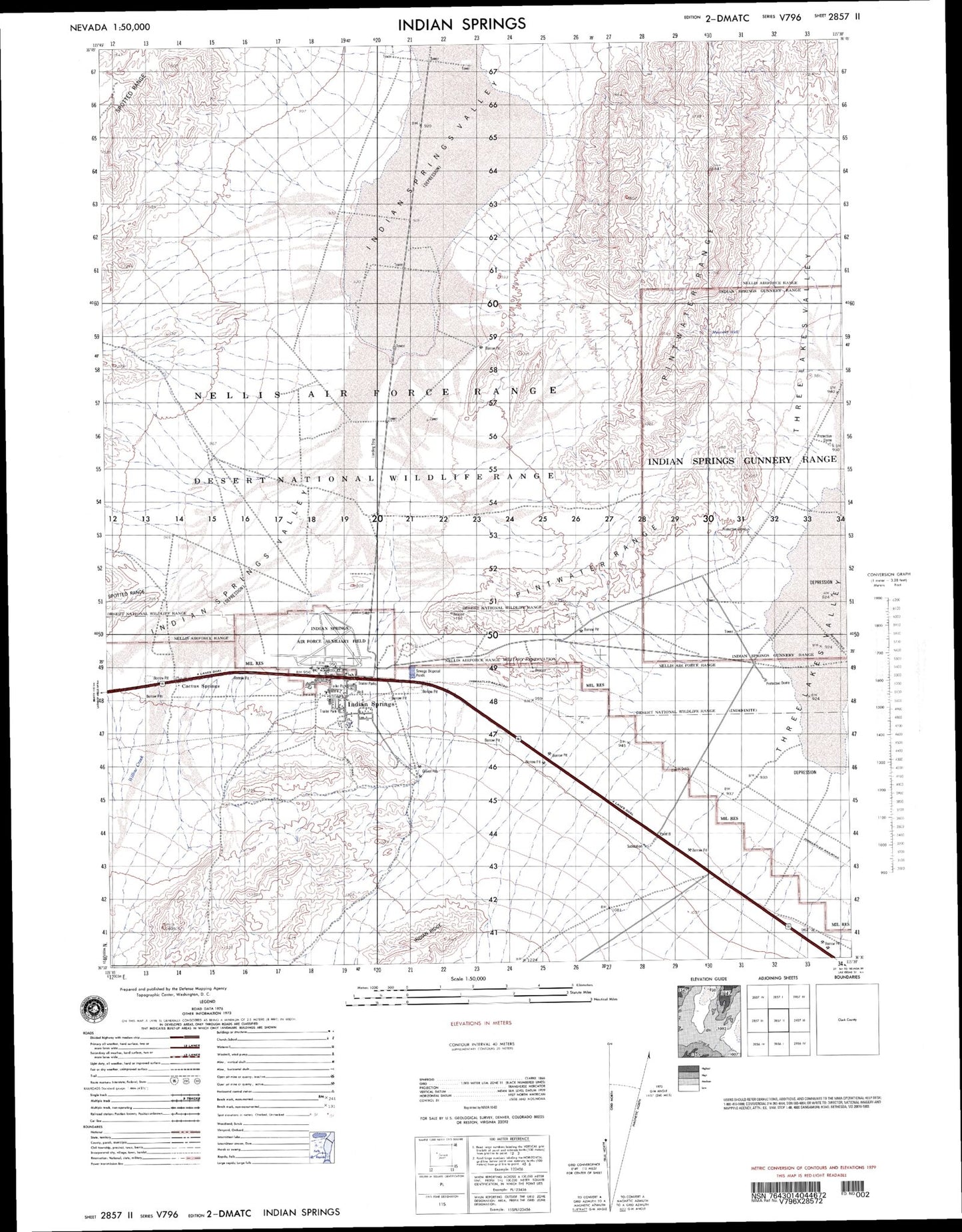 Indian Springs Nevada Military 1:50,000 Map