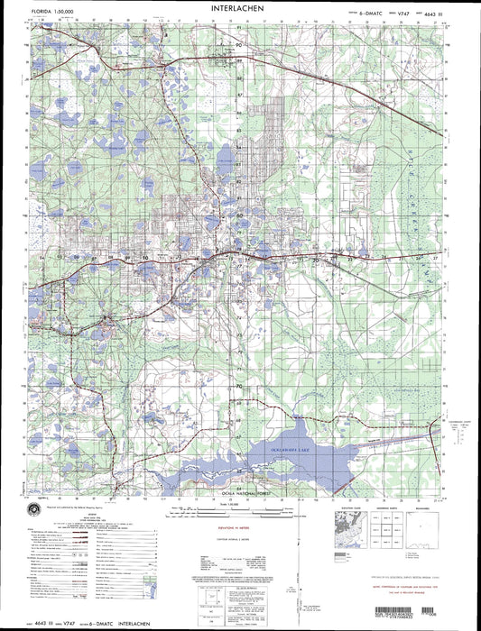 Interlachen Florida Military 1:50,000 Map