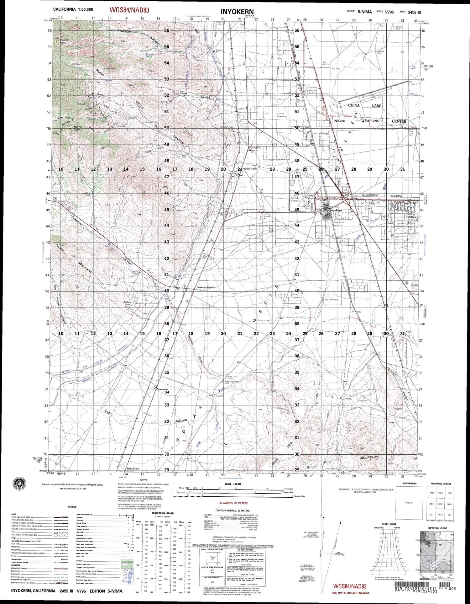 Inyokern California Military 1:50,000 Map