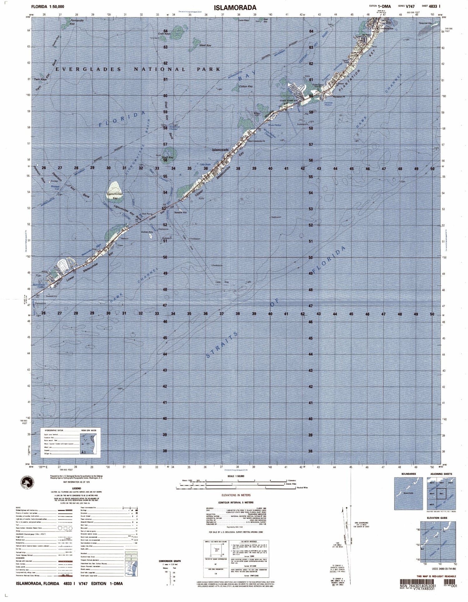 Islamorada Florida Military 1:50,000 Map