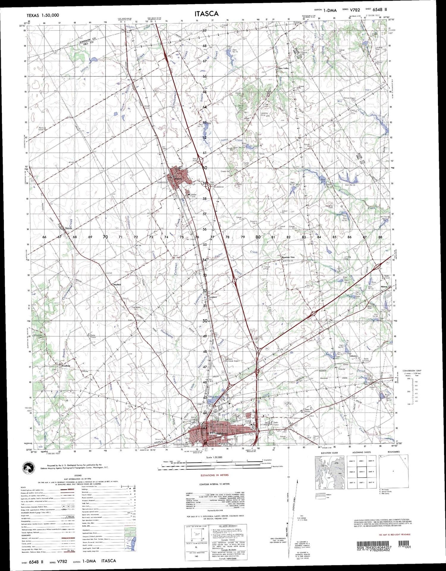 Itasca Texas Military 1:50,000 Map