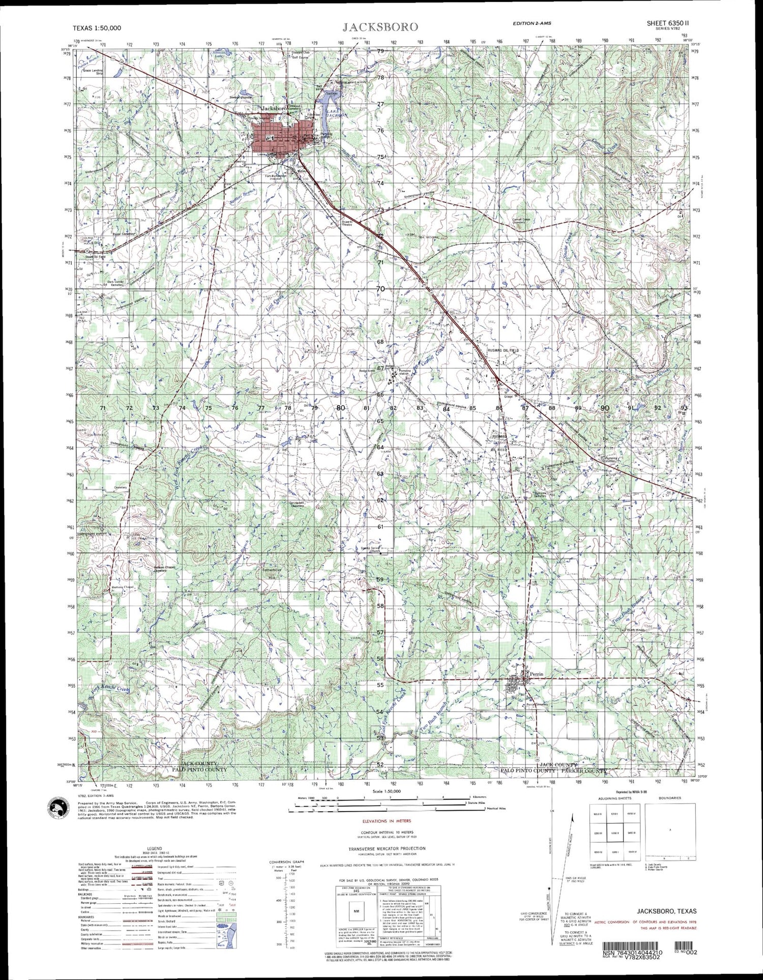 Jacksboro Texas Military 1:50,000 Map