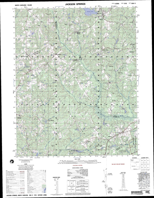 Jackson Springs North Carolina Military 1:50,000 Map