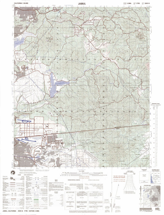 Jamul California Military 1:50,000 Map