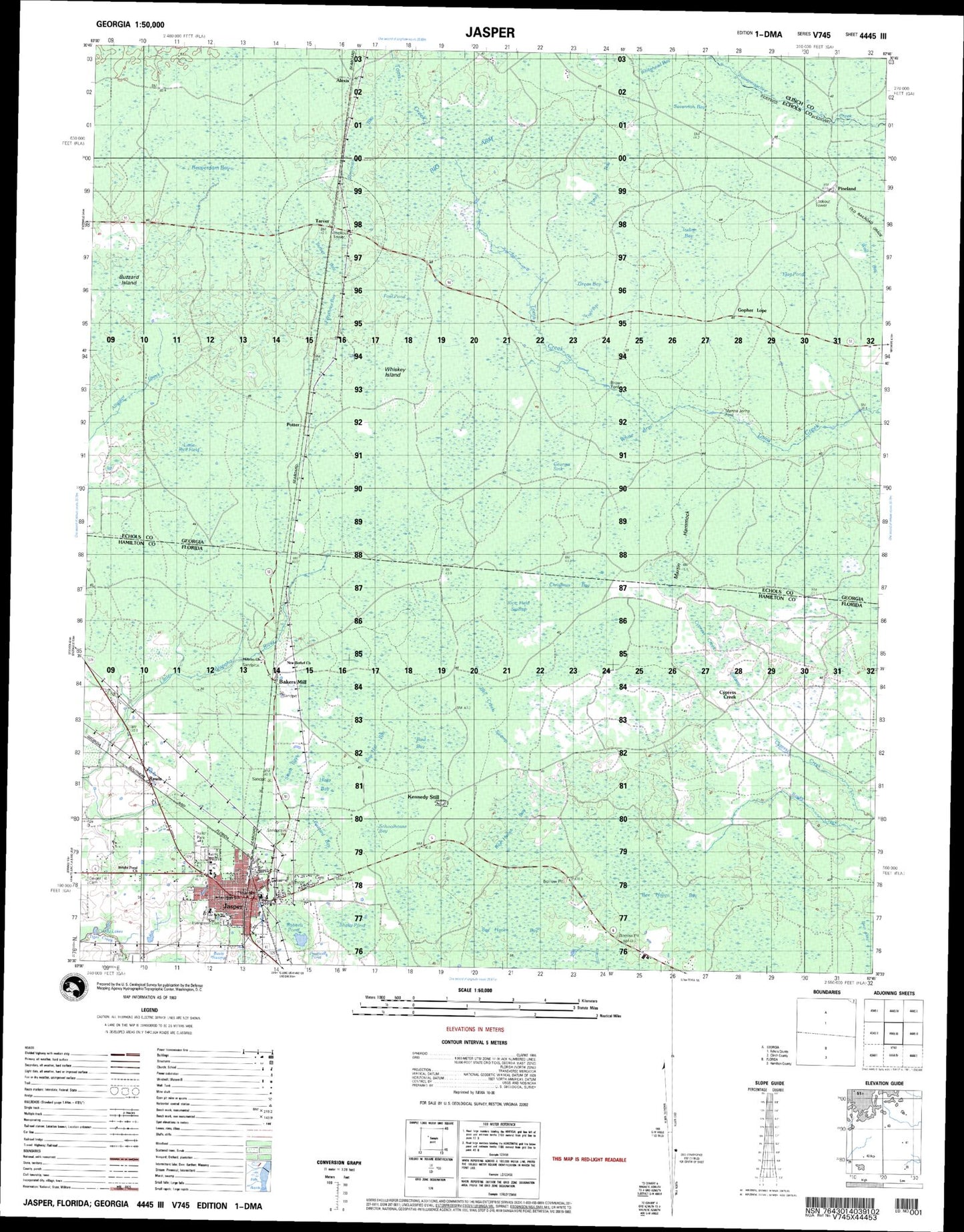 Jasper Florida Military 1:50,000 Map