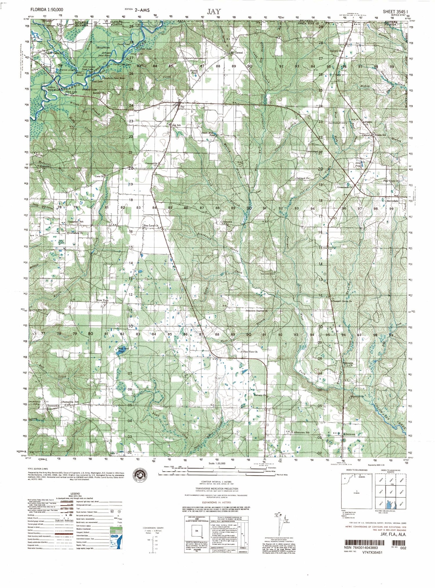 Jay Alabama Military 1:50,000 Map