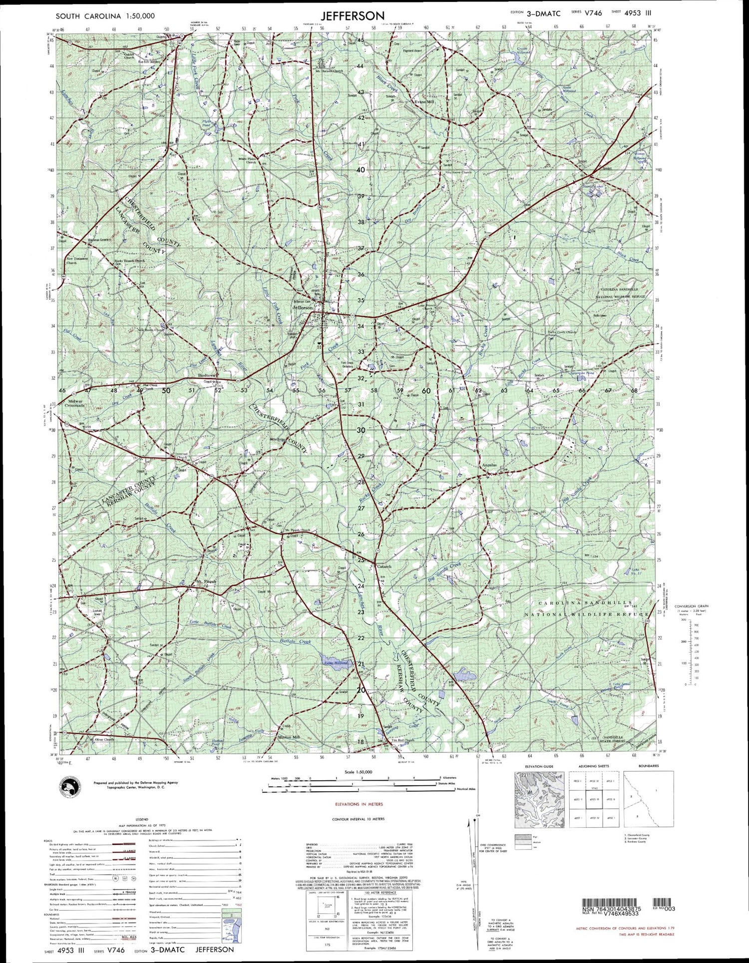 Jefferson South Carolina Military 1:50,000 Map