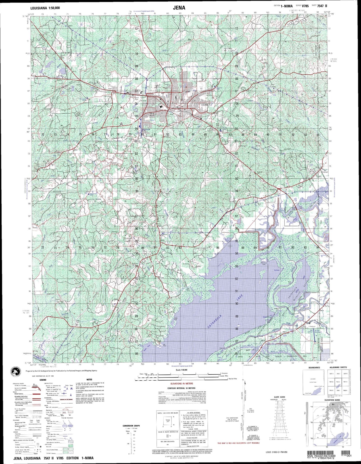 Jena Louisiana Military 1:50,000 Map