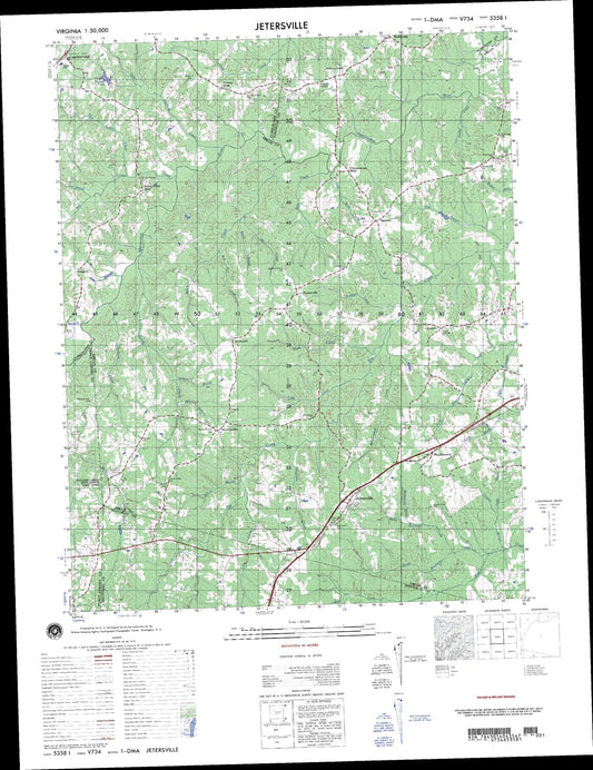 Jetersville Virginia Military 1:50,000 Map